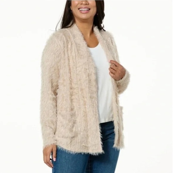 NWT Colleen Lopez Fuzzy Open Cardigan - Picture 1 of 13